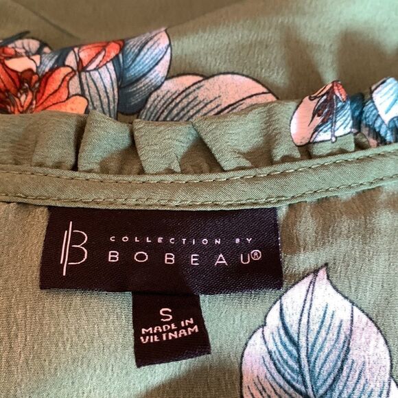 Bobeau green floral sleeveless button front blouse Size S - Picture 6 of 6